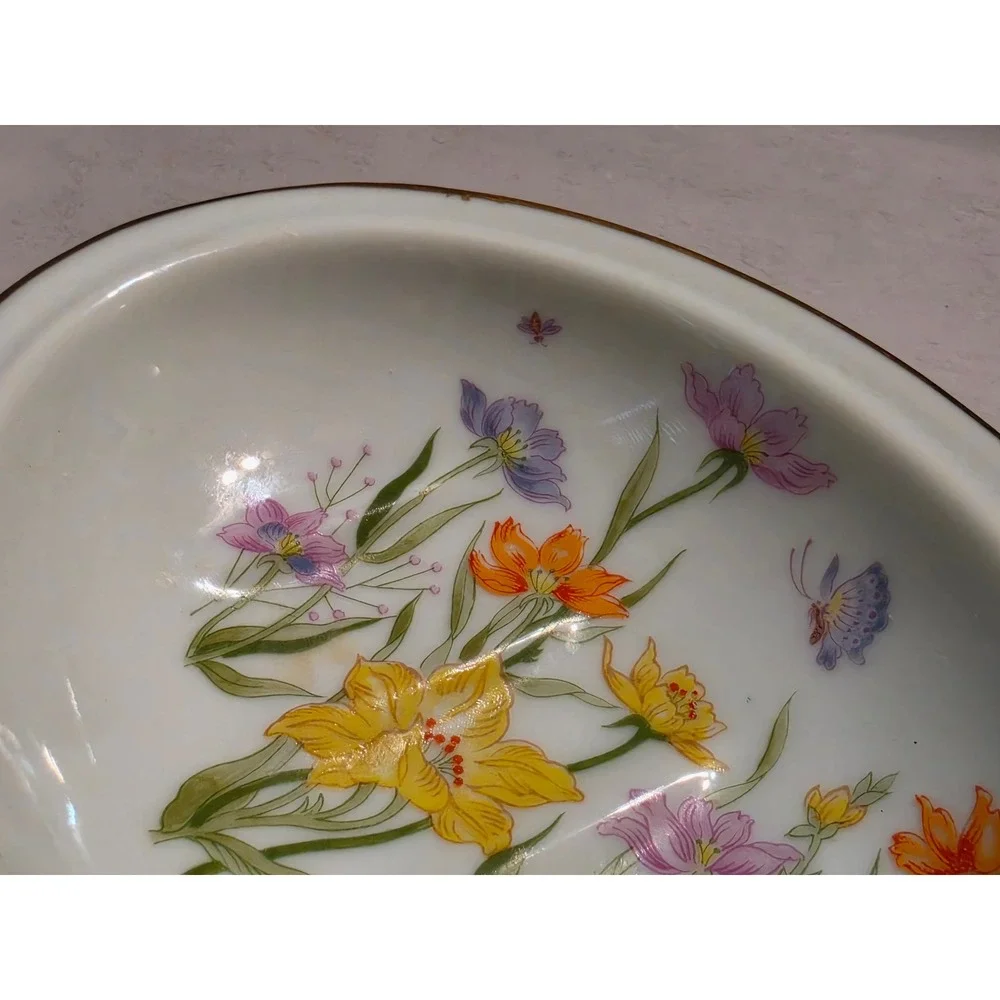 Floral Beauty Fine China Soap Dish Ben Rickert Inc Japan Wildflower Butterfly